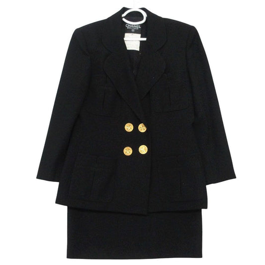 Chanel Vintage CC Logo Gold Button Skirt Double Breasted 38