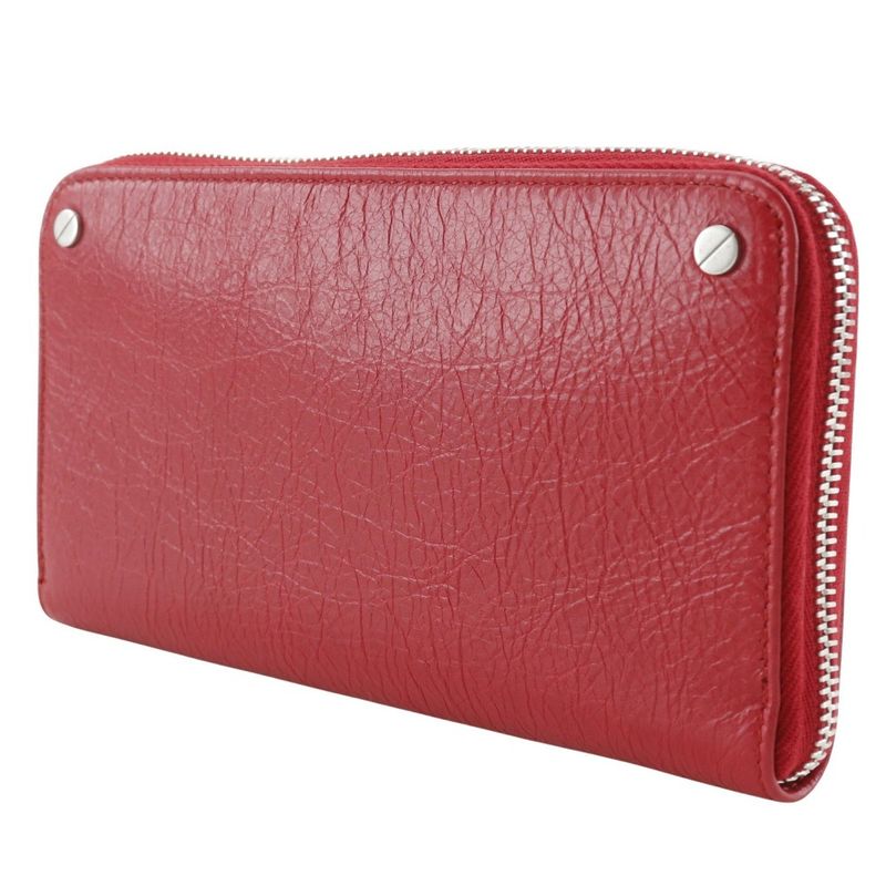 Balenciaga Round Zipper 541996 Calf Red Ladies Long Wallet