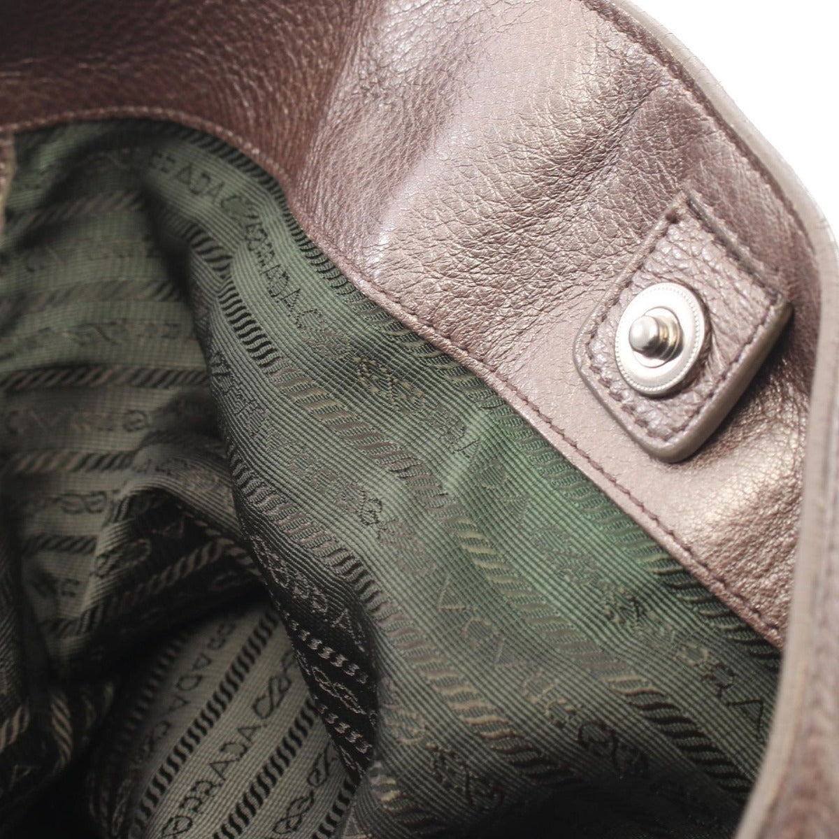 Prada Tote Bronze Leather Vittelo Daino — view 10
