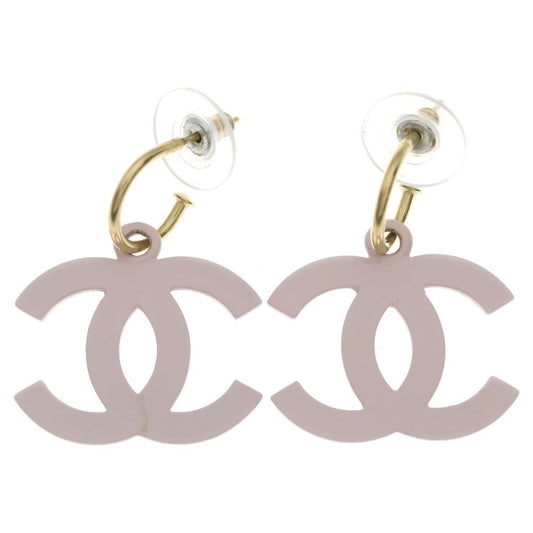 Chanel CC Logo Swing Earrings Pink