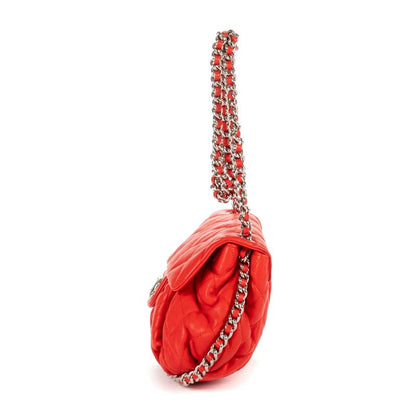 Chanel Chain Round Red Calfskin Leather A