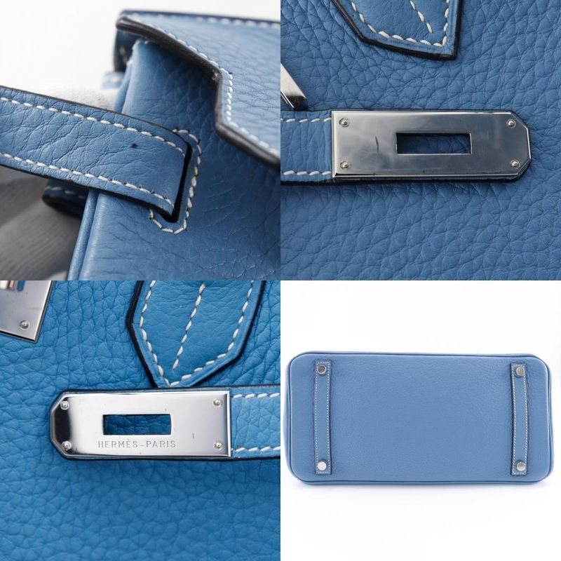 Hermes Birkin 30 Taurillon Clemence Blue Jean Silver Hardware □H Ladies Handbag