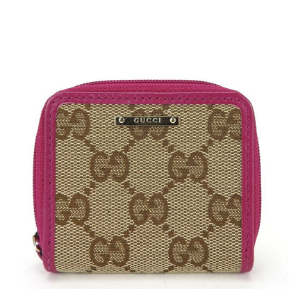 Gucci Coin Case GG Canvas Leather Beige Pink Gold Hardware Small Items