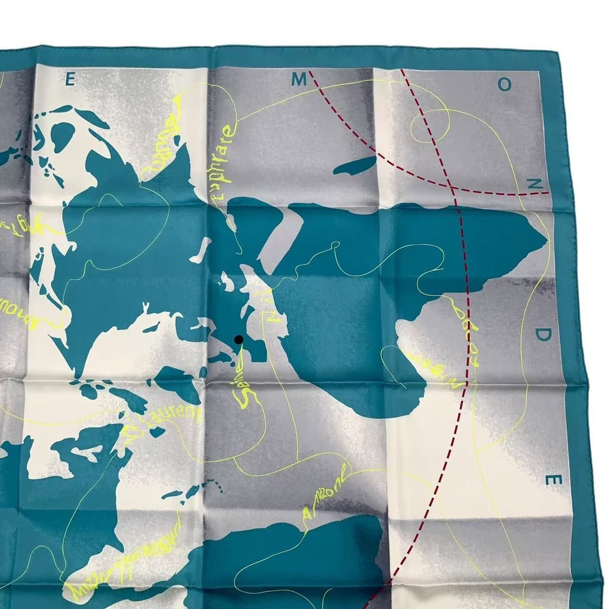 Hermes Carre 90 Scarf Map Pattern Silk Blue Box — view 4