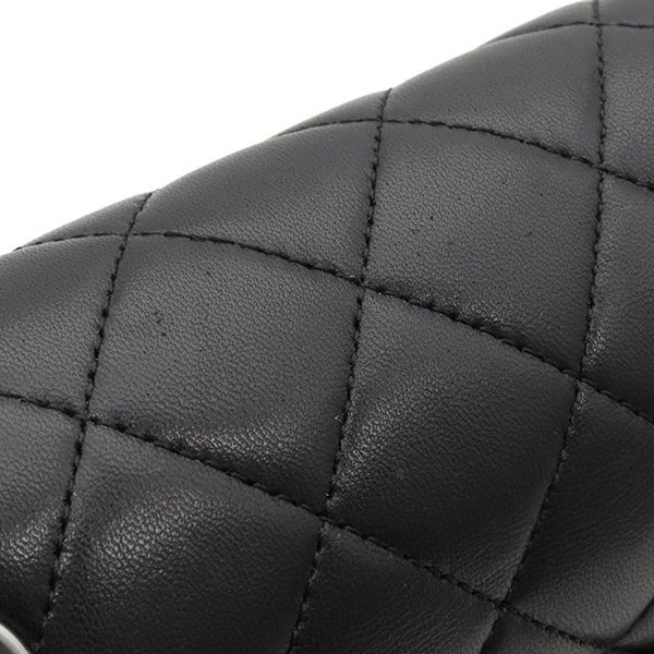 Chanel Shoulder Bag Matelasse 25 Flap Bag Lambskin Black Silver Hardware Black