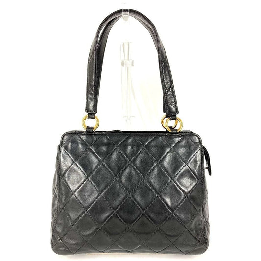 Chanel Handbag Logo Quilted Leather Black