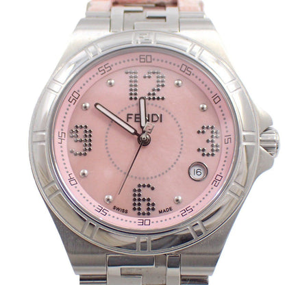 Fendi High Speed Quartz Watch Pink Shell Dial Leather