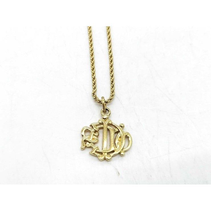 Dior Necklace Emblem Logo Gold Metal — view 2