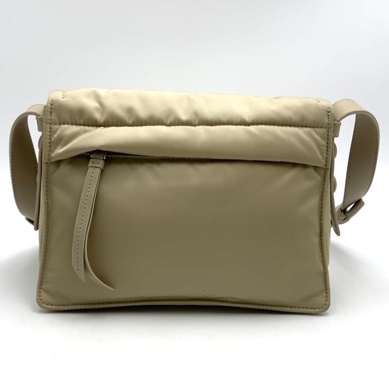 Prada Small Padded Re-nylon Crossbody Shoulder Bag Beige Nylon Leather Triangle