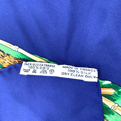 Hermes Carre 90 Sichlian Sichuan Sicilian Animal Scarf 100% Silk Navy