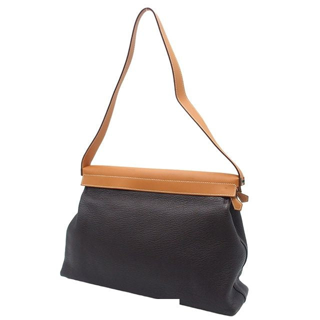 Hermes Yo Ebeine Natural Silver Buffalo Skipper Chamonix Crinoline Shoulder Bag — view 2