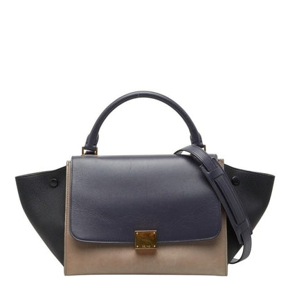 Celine Trapeze Small Tricolor 2-Way Shoulder Bag Beige Black Gray