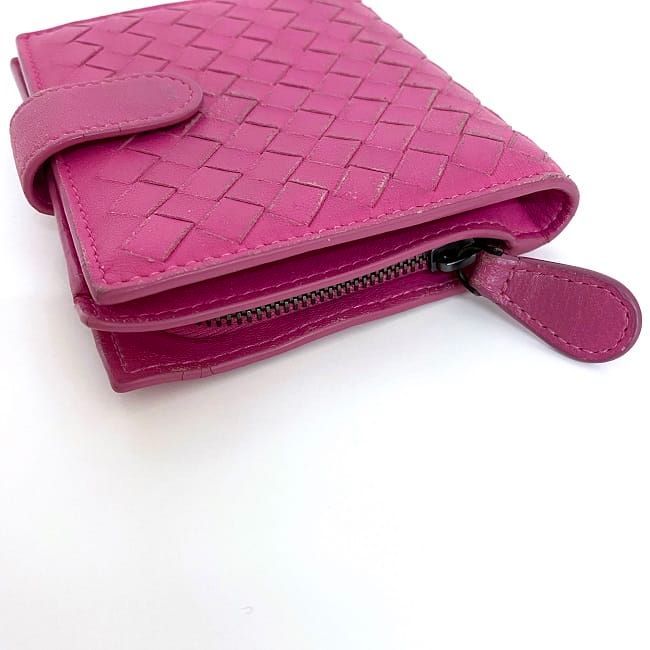 Bottega Veneta Bifold Wallet Pink Intrecciato Compact