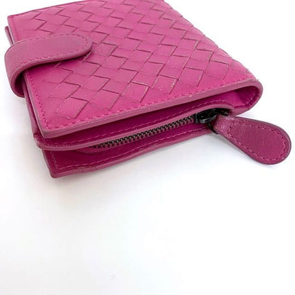 Bottega Veneta Bifold Wallet Pink Intrecciato Compact