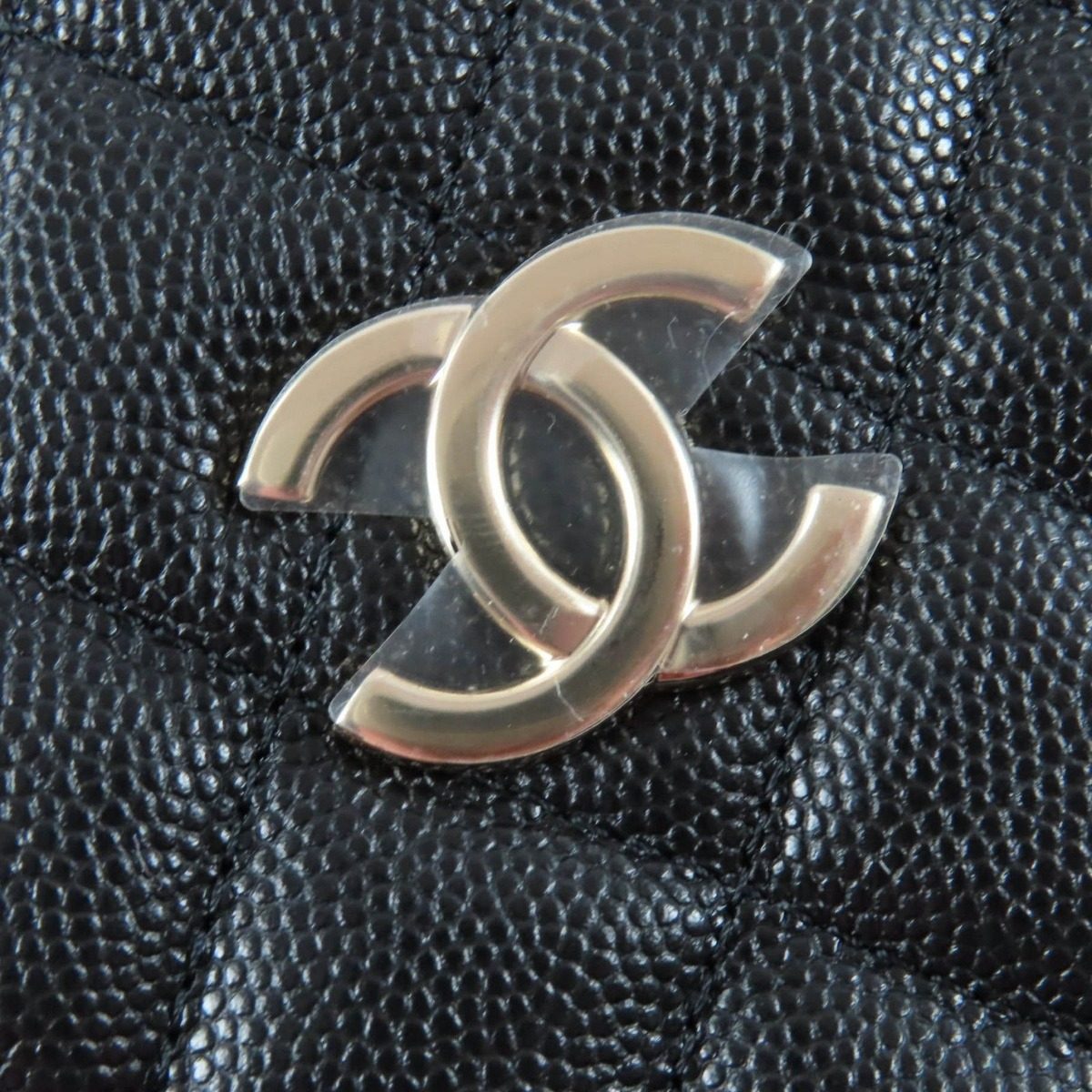 Chanel Caviar Leather Quilted CC Logo Mini Bucket Chain Shoulder Bag Black Gold — view 11