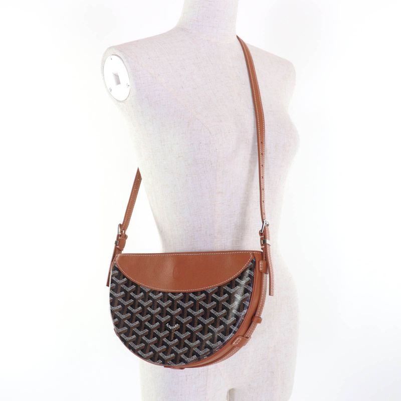 Goyard Hirondelle Shoulder Bag Goyard Din Canvas Logo Allover Design Black