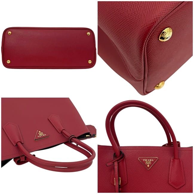 Prada 2 Way Bag Red Fuoco CUIR Bn2775 Excellent Condition