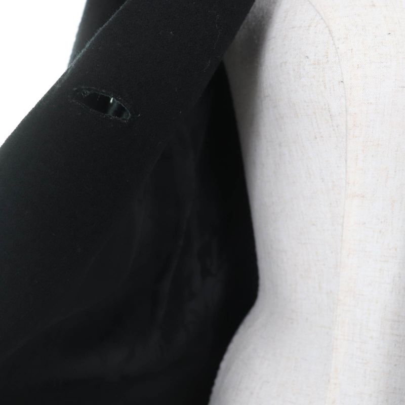 CHANEL P46375v32805 100% Wool Lion Button Long Length Coat Black 36 Made In