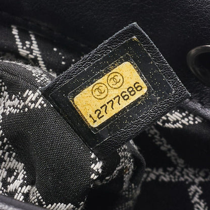 Chanel Mini Tote Bag Essential Logo Mark Lambskin Black Silver Hardware Charm