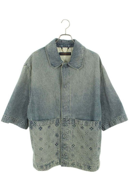 Louis Vuitton 23AW Rm232q Y38 Hos46w Monogram All Over Denim Short Sleeve Shirt