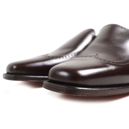 Hermes Wingtip Leather Slip-on Loafers Dark Brown 40.5 Storage With Bag Made In