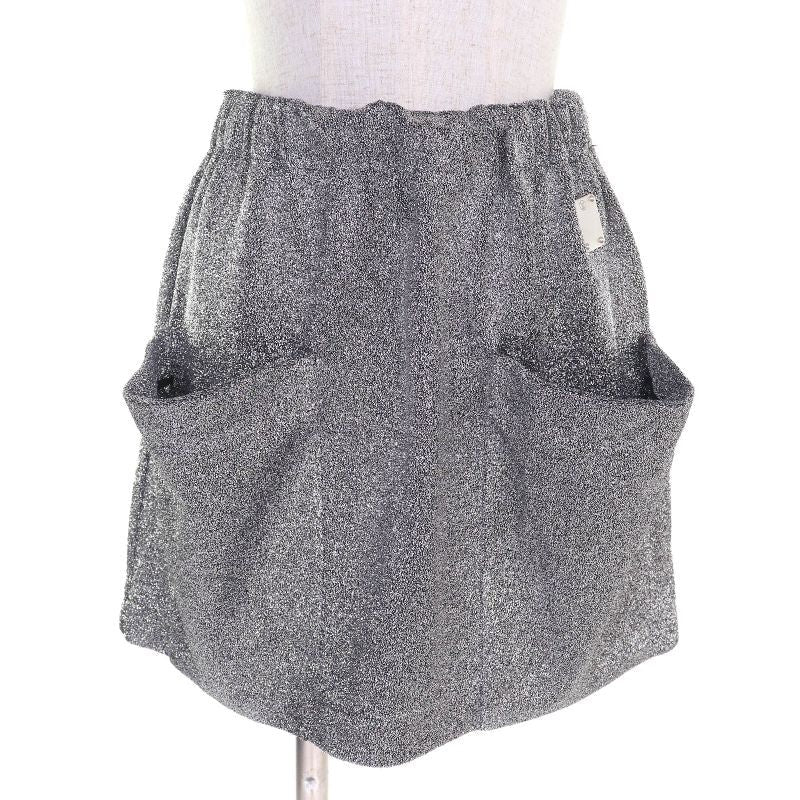 Louis Vuitton 23 SS Logo Plate Pocket Design Lame Knit Mini Skirt Silver XS