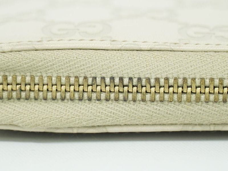 Authentic Gucci Shimmer Leather Round Zipper Long Wallet Long Wallet Ivory