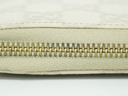 Authentic Gucci Shimmer Leather Round Zipper Long Wallet Long Wallet Ivory