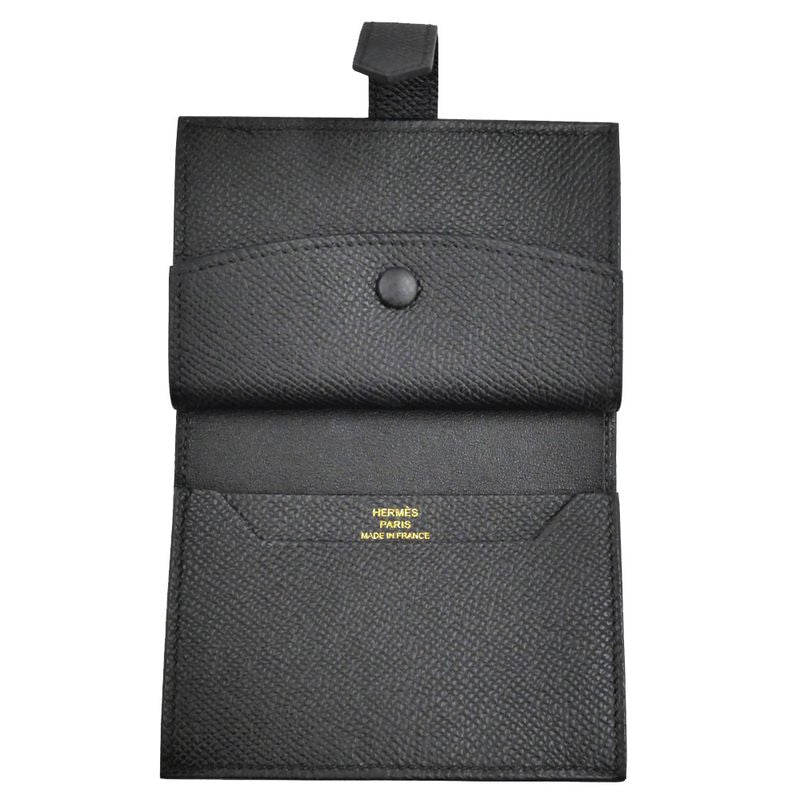 Hermes Bearn Mini Bifold Wallet Black Gold Hardware Vo-epson Black Noir