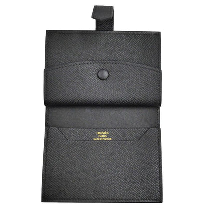 Hermes Bearn Mini Bifold Wallet Black Gold Hardware Vo-epson Black Noir