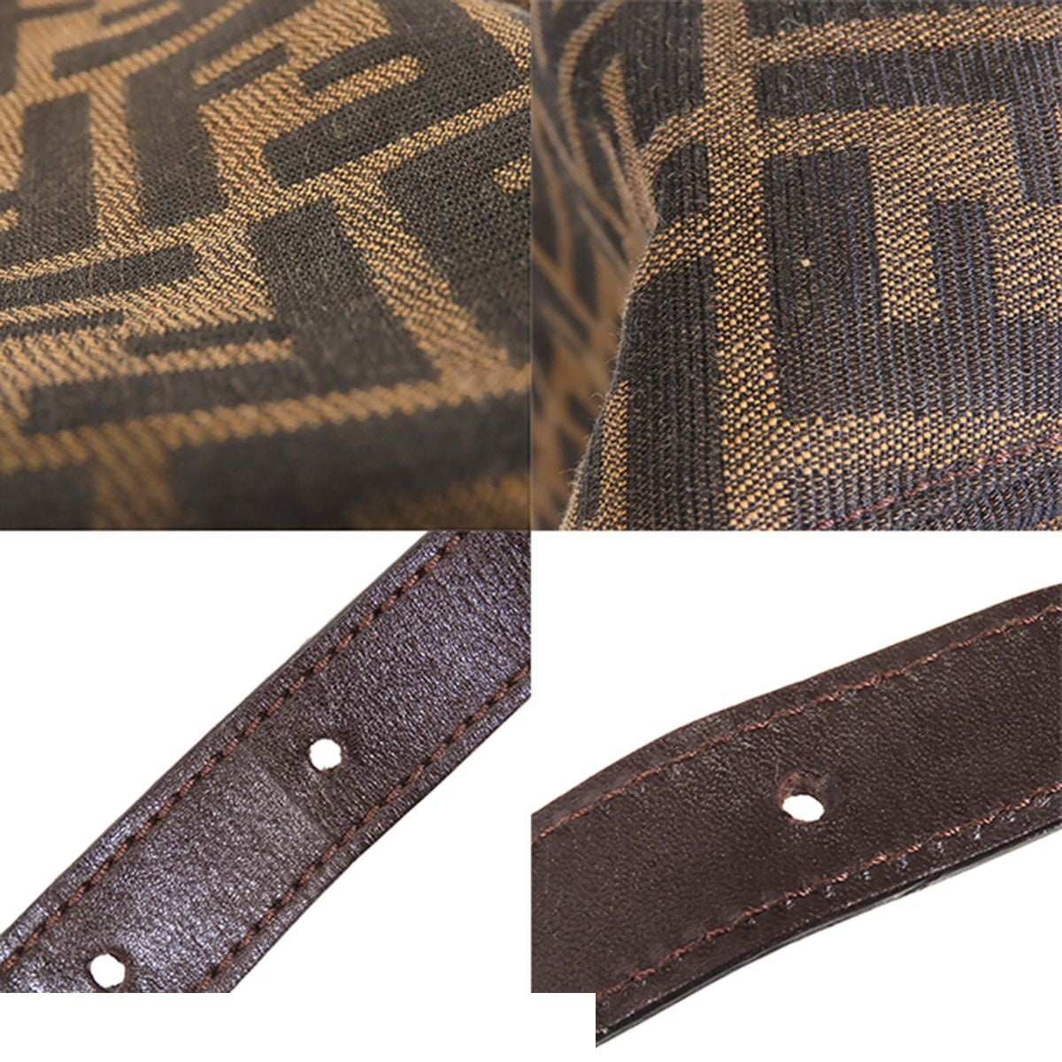 Fendi Mamma Bucket Brown Canvas Leather Zucca Pattern Shoulder Bag — view 5