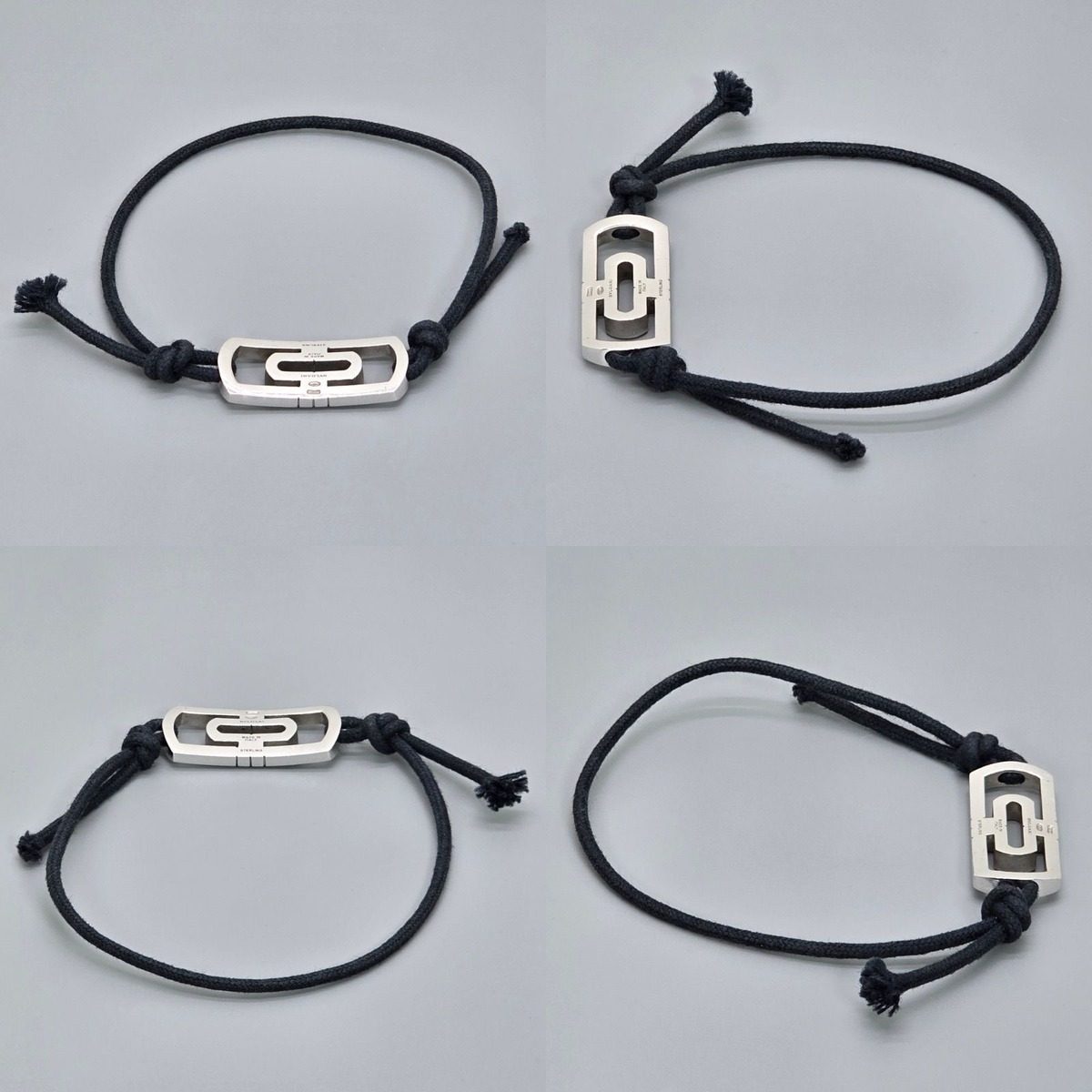 Bvlgari Parentesi Cord Bracelet Star Ring Silver Cotton Black — view 4