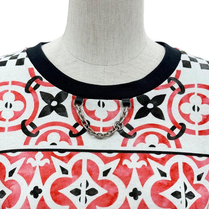 Louis Vuitton Cotton Monogram Tile Lvhardware Short Sleeve T-Shirt White Red — view 4