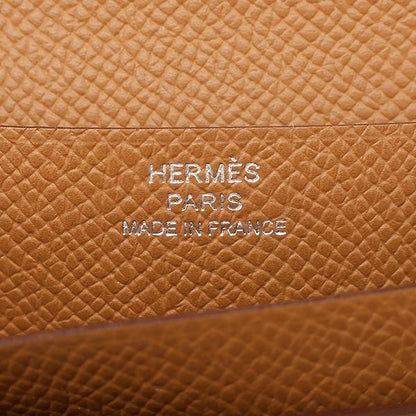 Hermes Long Wallet Bearn Souffle Vaux Epson Gold Silver Hardware Unused Brown