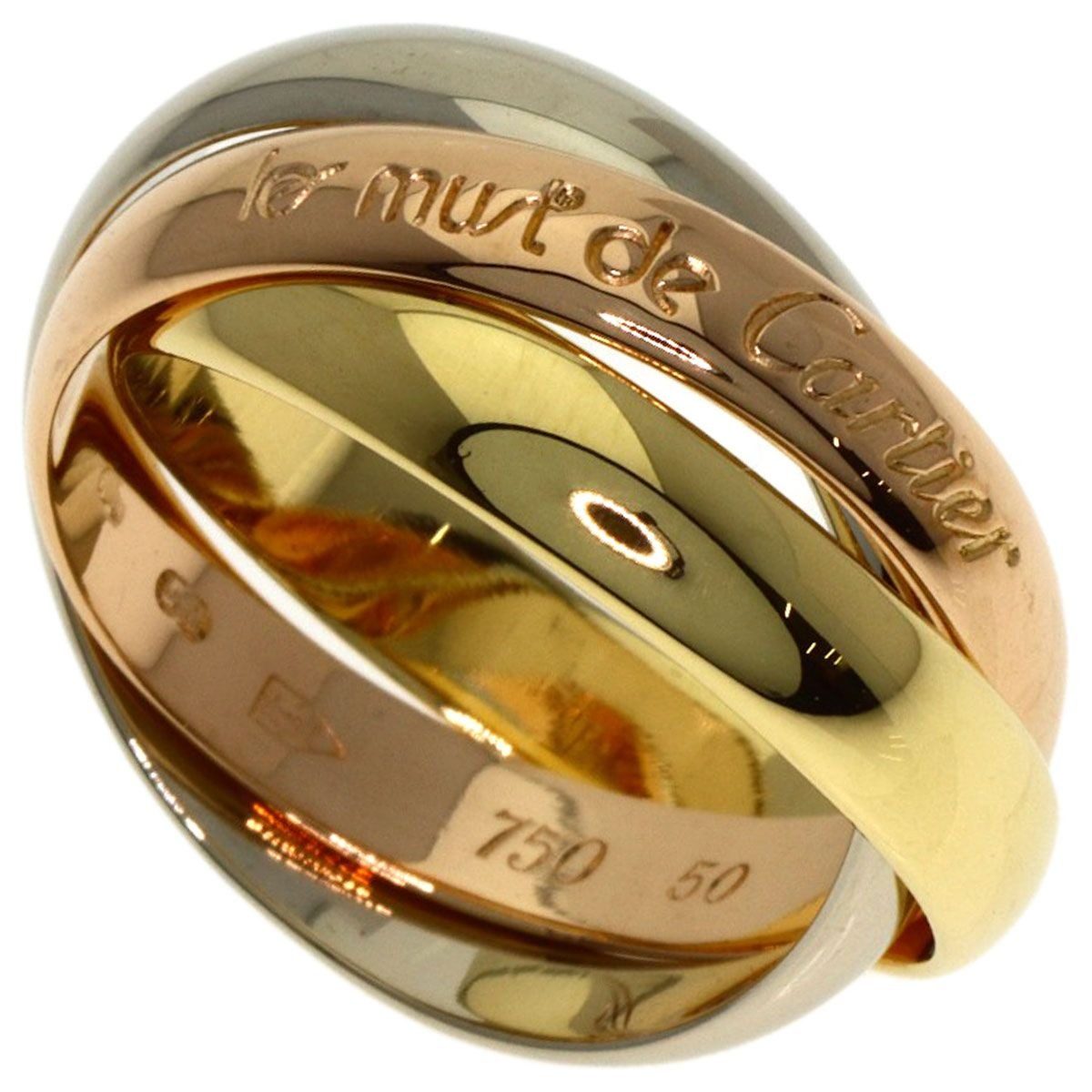 Cartier Trinity 50 Ring 18k Yellow Gold 18k White Pink