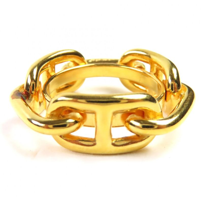 Hermes Lugate Chaine D'ancre GP Scarf Clasp Ring Gold