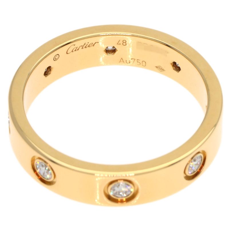 Cartier Mini Love Ring Full Diamond #48 Ring And Ring 18K Yellow Gold Ladies