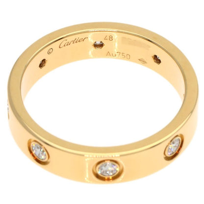 Cartier Mini Love Ring Full Diamond #48 Ring And Ring 18K Yellow Gold Ladies