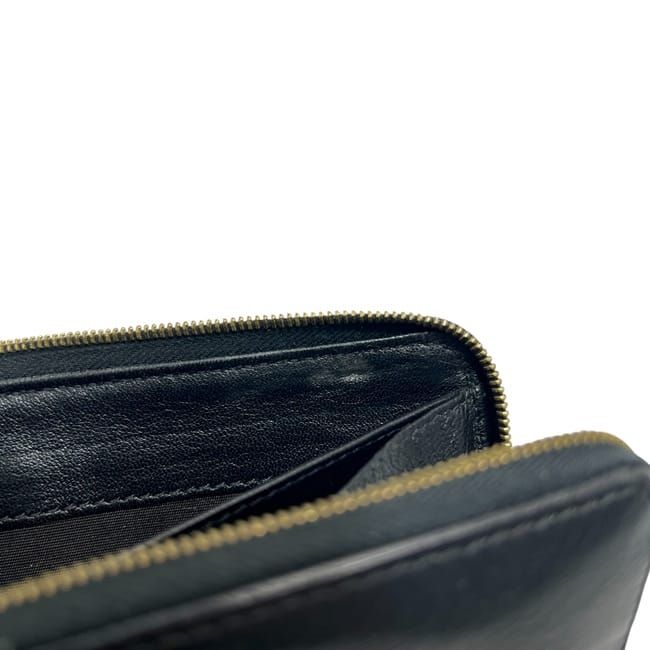 Celine Round Zipper Long Wallet Black Wallet Leather Preowned