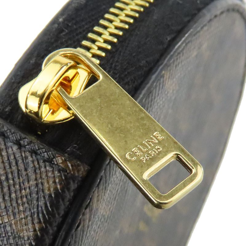 Celine Coin Case Triomphe 10d222bq3.38no PVC Leather Black Brown Gold Hardware