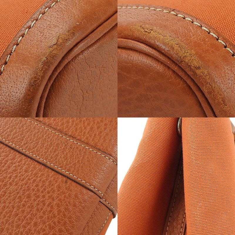 Hermes Garden Party TPM Tote Leather Canvas Orange □I Engraved Commuter School