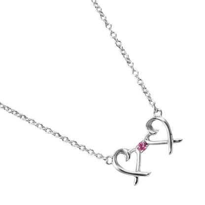 Tiffany & Co Double Rubbing Heart 925 Silver And Pink Sapphire Ladies 1.38g