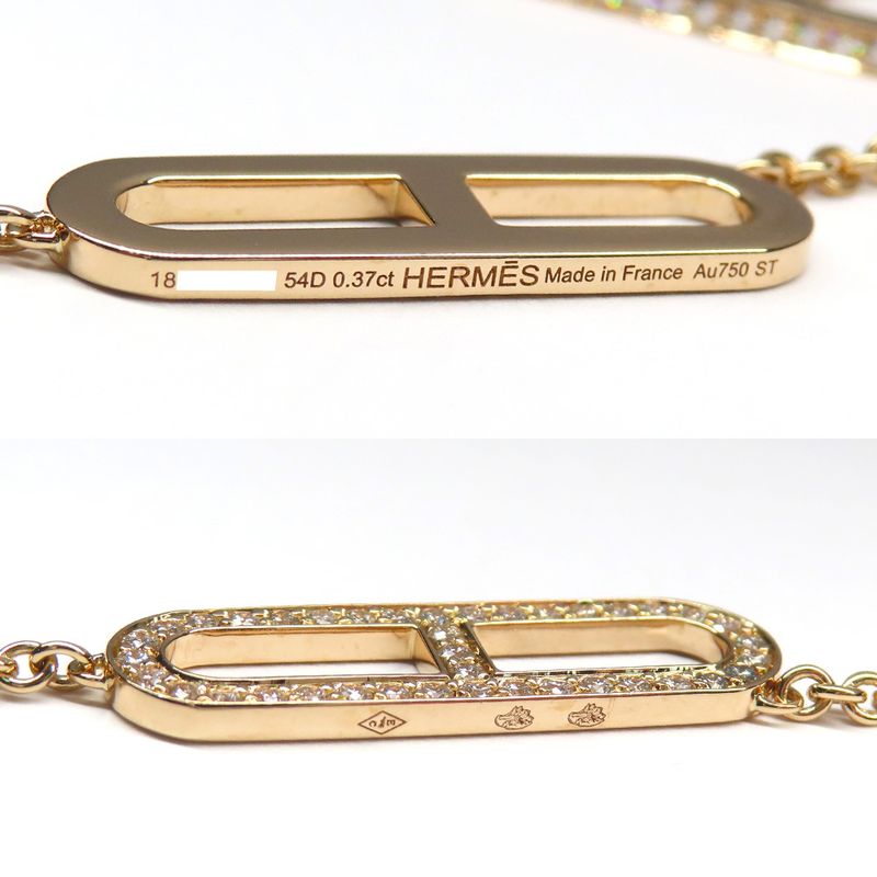 Hermes Necklace Eva-chaine D'ancre Lariat H118341b Rose Gold Diamond
