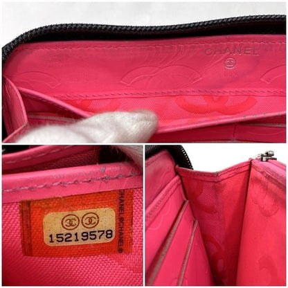 Chanel Round Zipper Long Wallet F21276 Black Cambon