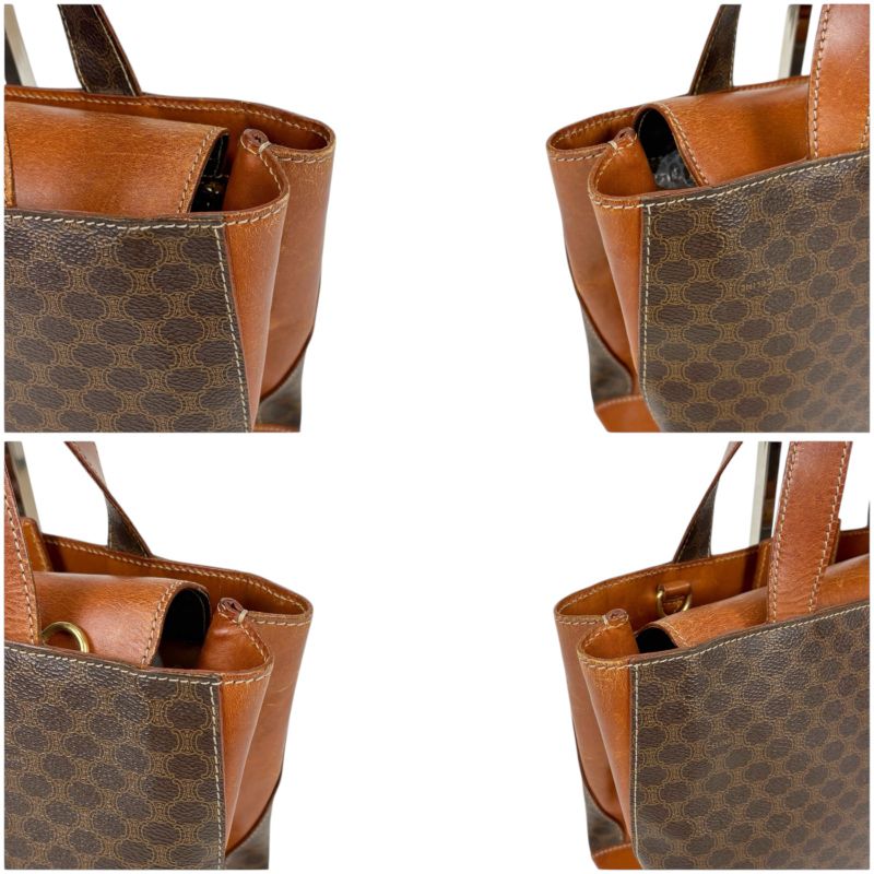 Celine Mini Tote Handbag Macadam Pattern Pvcleather Brown