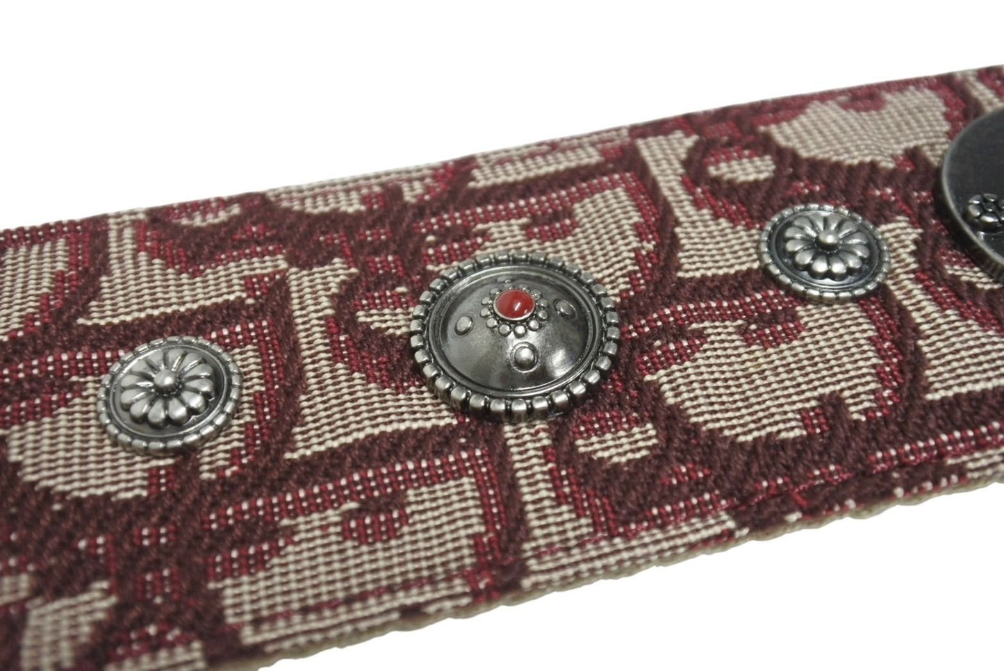Dior Shoulder Strap Trotter Studs Leather Canvas Bordeaux — view 7