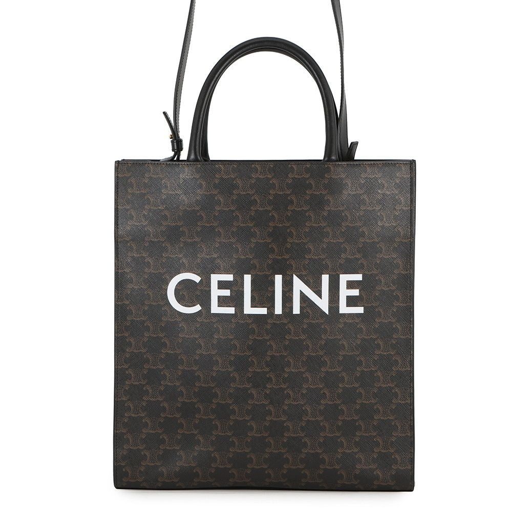 Celine Tote Triomphe Vertical Cover 2-Way Shoulder Bag Brown Black