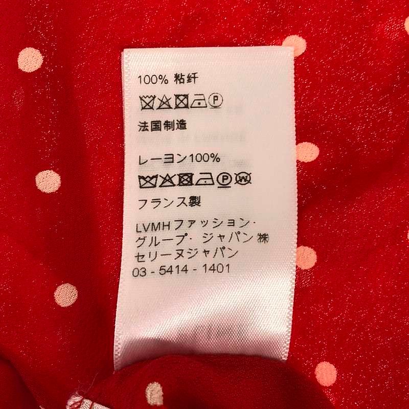 Celine | By Hedi Slimane Edith Liman Dot Print Georgette Pleated Skirt | 36 |