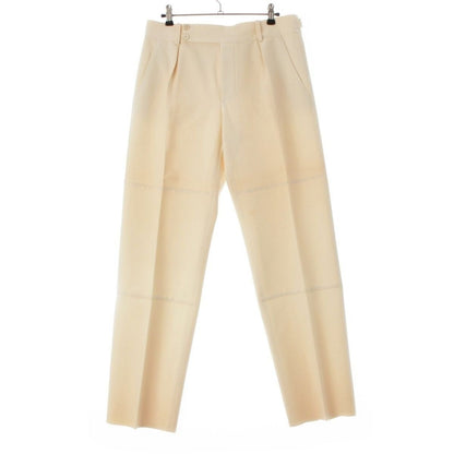 Gucci Wool Side Adjustment Star Pleated Button Fly Pants Trousers Beige 42