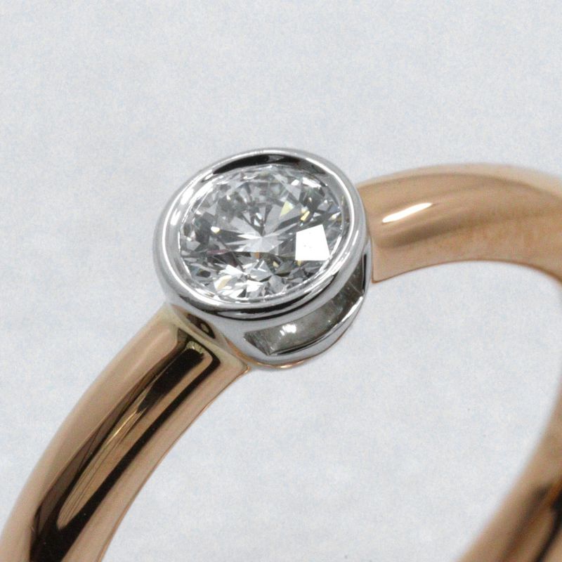 Tiffany & Co Bizet 1P Diamond 18K Pink Gold × Pt950 Platinum × Diamond #6 0.20
